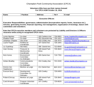 20141014 Champlain Park Organization Chart