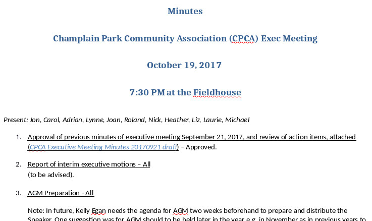 [Picture of the Minutes Page 1 Top]