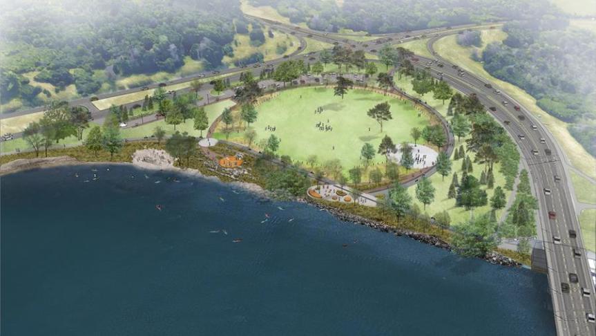 [Aerial View of the Proposed Champlain Bridge Park]