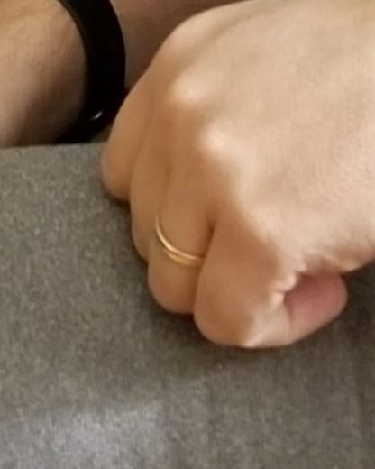 [Gold Wedding Band on a Hand]