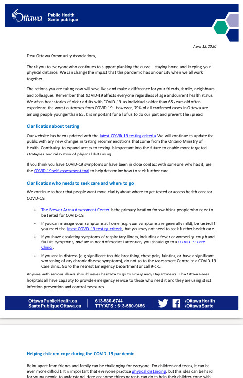 [First Page of the Ottawa Public Health Letter]