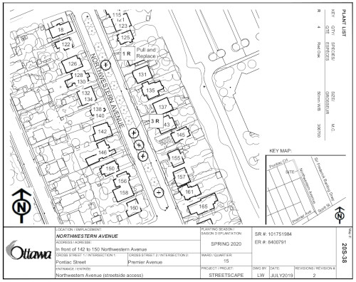 [Map of Northwestern Road, Buildings, Trees]