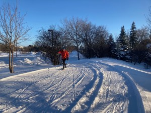 [Kìchì Sìbì Winter Trail in use by Skiers]