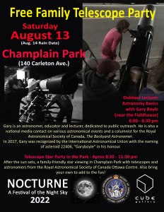 [Poster for Nocturne 2022 Star Gazing in the Park on August 13 2022]