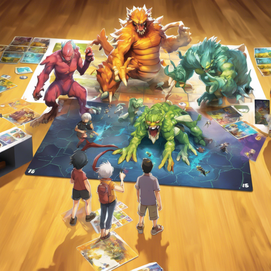 [Games Night at the field house mixup with the players and the board game King of Tokyo, made by DreamStudio.ai]