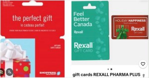 [Examples of Shoppers Drug Mart and Rexall gift cards for 2025 Daybreak Housing fundraiser]