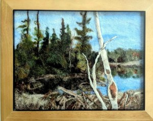 [Felt Workshop 2026, Birch tree, woods, lake by Maggie Glossop]